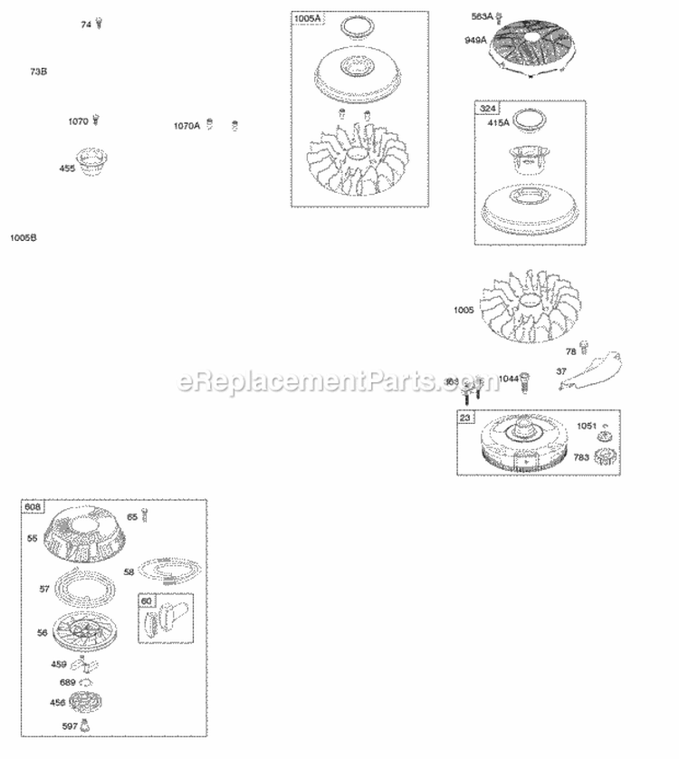 Flywheel Diagram and Parts List for 31E577-0114-G1  Briggs and Stratton Engine